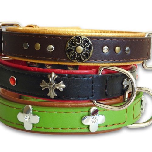 Ornament Leather Dog Collar