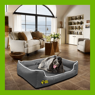 WATERPROOF DOG DREAMER SETTEE - GREY WITH WHITE PIPING